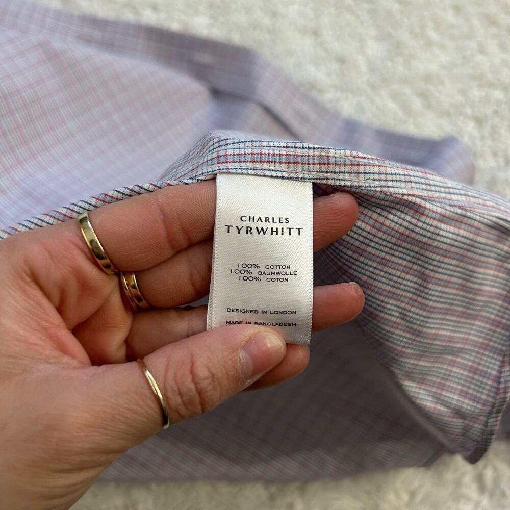 Charles Tyrwhitt Men's Multi-Color Slim Fit Dress Shirt 16.5/35 Business Preppy - Picture 7 of 7